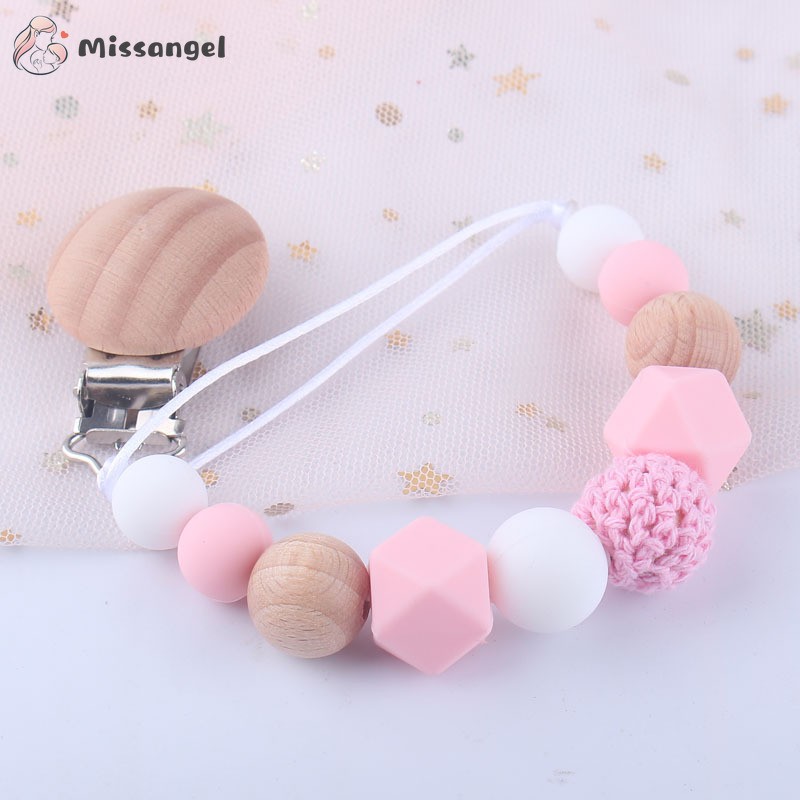 Pacifier Clip Baby Girls Silicone Teething Beads Paci Holder Clips Soothie Teether Toy Chewbeads Birthday Baby Shower Gift 2022