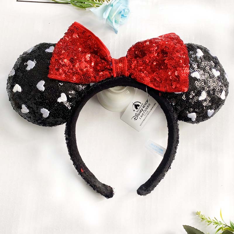 2022 Mickey Ears Headphone Black White Red Heart Headband For Kids Adults Enchanted Tiki Room Headset