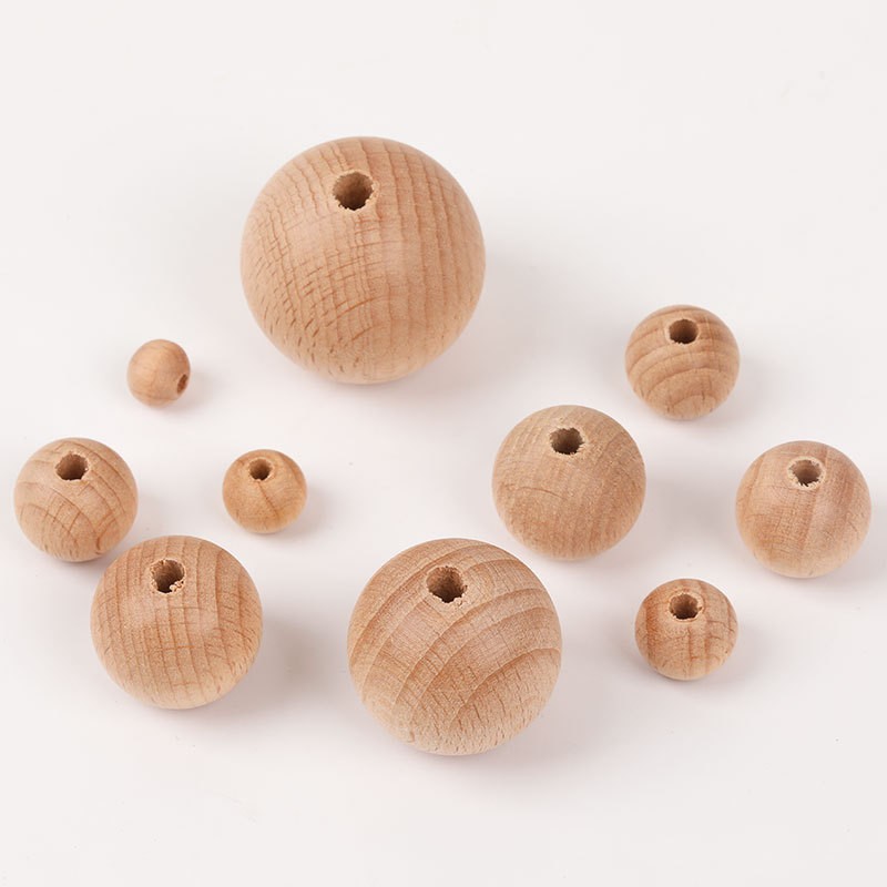 100pcs Wooden Teething Accessories 10-30mm Wooden Teether Chewing Round Beads DIY Craft Jewelry Eco-friendly Beech