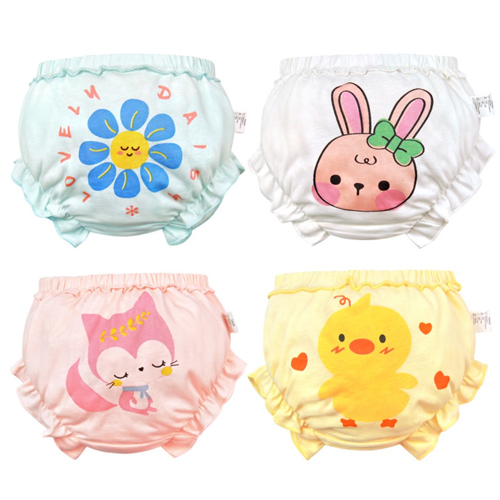 Baby Girls Briefs Panties For Kids Underwear Children Underpants Cotton Bread Pants Duck Flower Rabbit Pattern 4pcs/lot