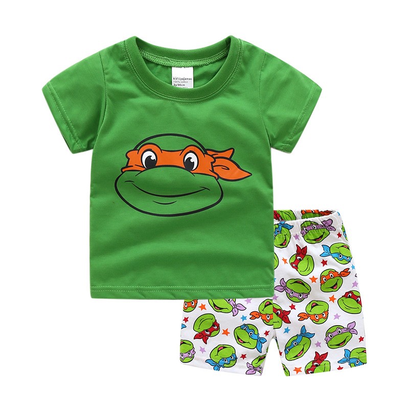 Summer Children Pajamas Suit Boys Short Sleeve Dinosaur Print Cotton Short Sleeve Baby Clothes Pajamas Clothes