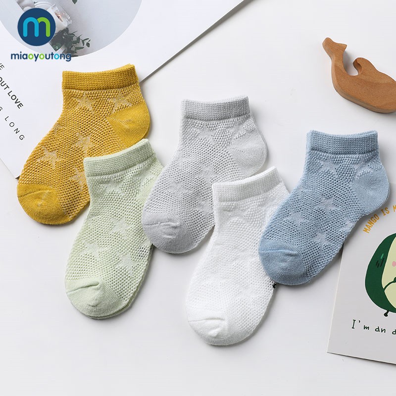 5pairs/set Breath Cotton Baby Boy Crystal Silk Kids Socks Summer Thin Mesh Baby Socks for Girls Children Socks Miaoyoutong