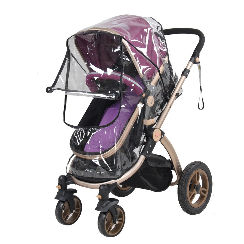 Stroller accessories waterproof rain cover transparent wind dust shield zipper open raincoat for baby stroller cover