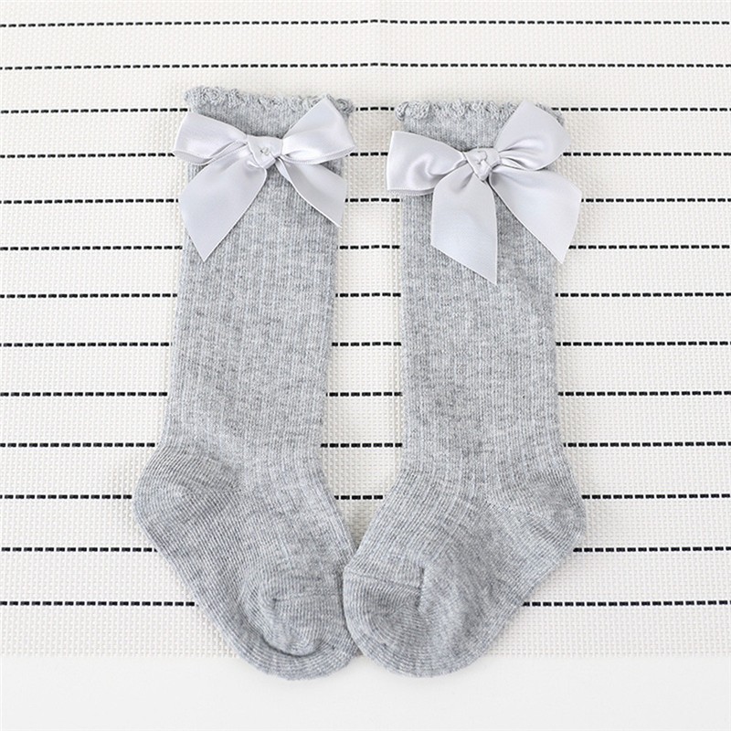 Cotton Pantyhose for Girls Big Bow Knee High Long Socks for Kids No Slip Princess Children Tights Autumn Winter Style