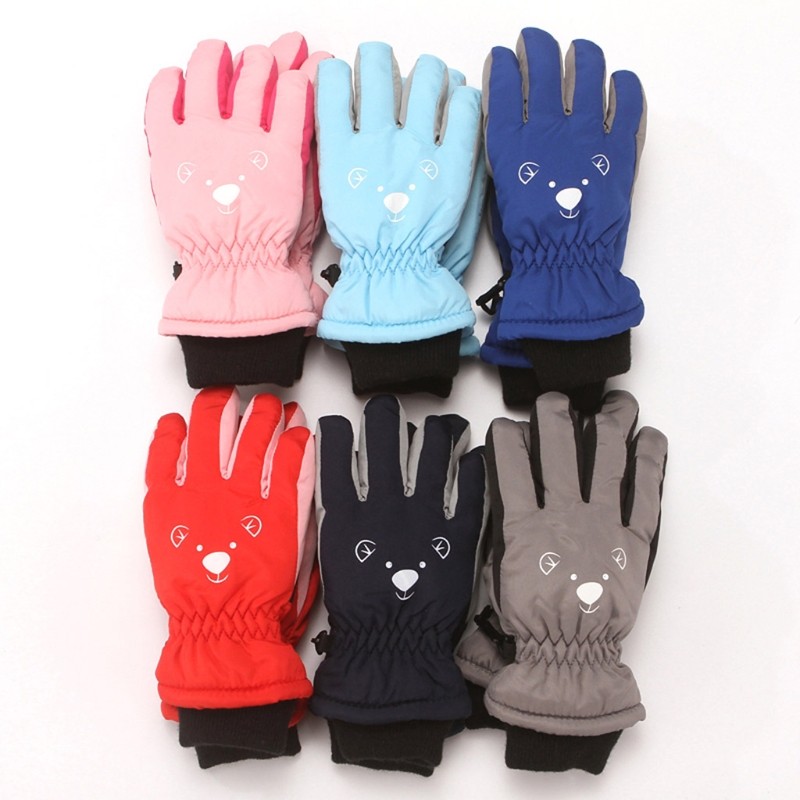 Children Skiing Cycling Gloves Kid Thick Warm Cute Bear Face Gloves