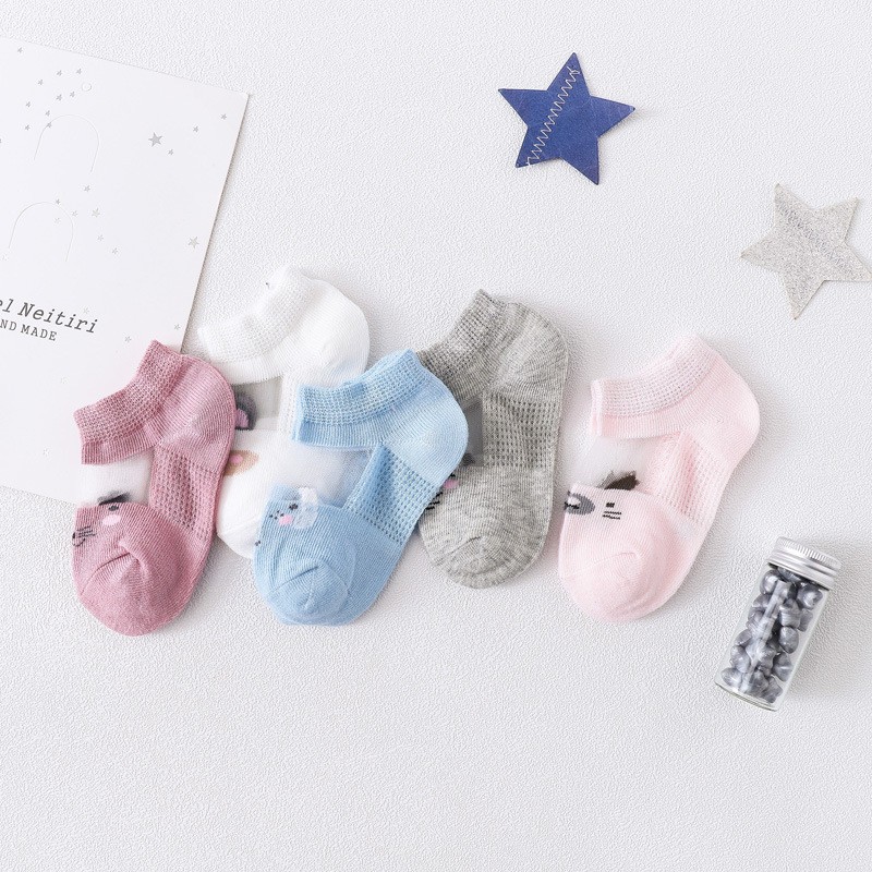 5pairs/pack Newborn Baby Socks Summer Thin Mesh Baby Socks for Girls Cotton Infant Baby Boy Socks Casual Sports Style 2020 New