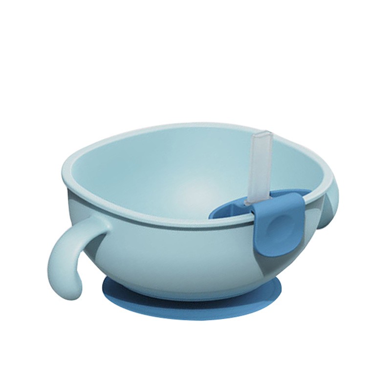 3in1 Baby Feeding/Snack/Soup Bowl with Straw Infant Learning Dishes Bowl Suction Handle Tableware Petal Deep Bowl