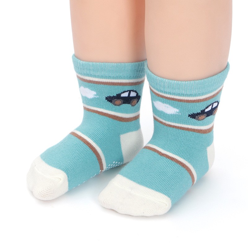 12pairs/lot Boys Cotton Socks Baby Rubber Slip-resistant Floor Socks Cartoon Small Kid Socks 1-5 Years