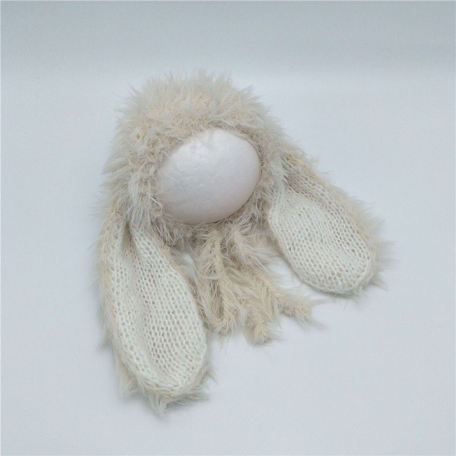 Very Lovely Newborn Long Furry Rabbit Bonnet Fluffy Baby Girl Boy Hat Baby Photography Props Infant Photo Bonnet Newborn Props