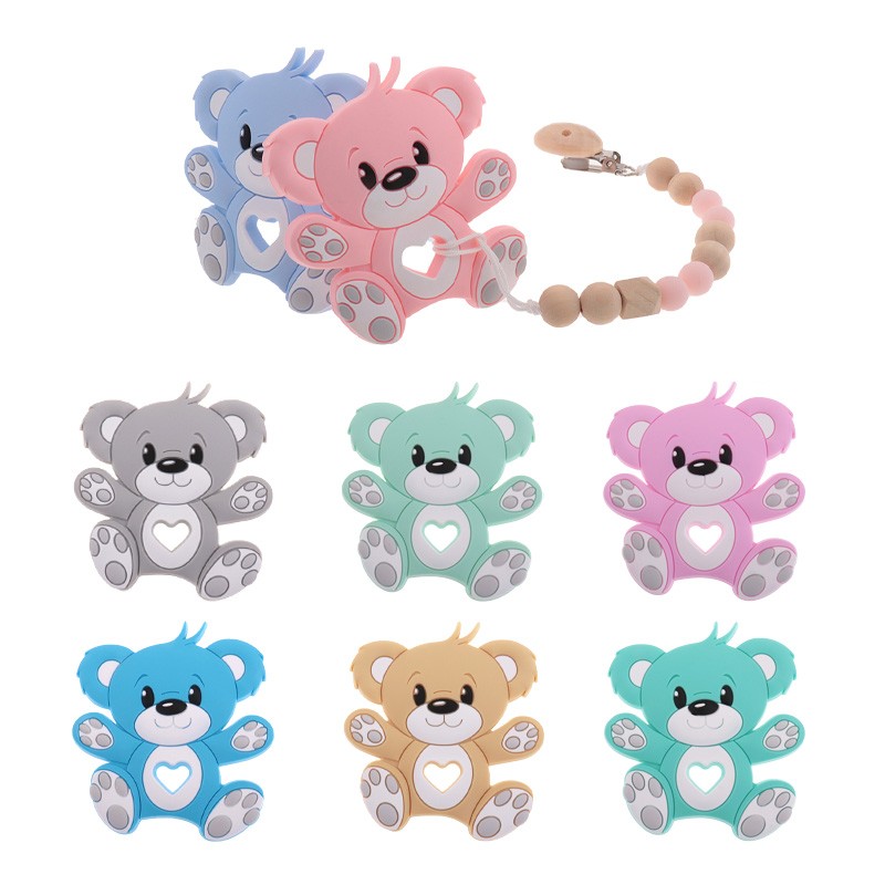 10pcs Silicone Teething Babies Accessories Newborn Baby Teether Baby Products Personalized Pacifier Bear Dinosaur Koala BPA Free