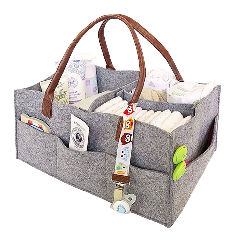 Baby Diaper Caddy Organizer Portable Holder Bag Baby Felt Storage Nursery Basket Foldable Maternity Nursery Organizer Bag