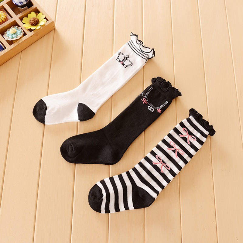 3 Pairs Kids Girls Boys Toddlers Girls Socks Knee High Long Soft Cotton Baby Socks Stripped Children Socks School Clothes