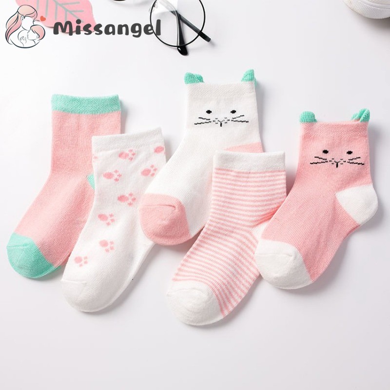 5pairs/lot 2022 Baby Socks for Kids Girls Boy Cotton Stripe Cartoon Animals Summer Baby Knitwear Socks Newborn Baby Clothes