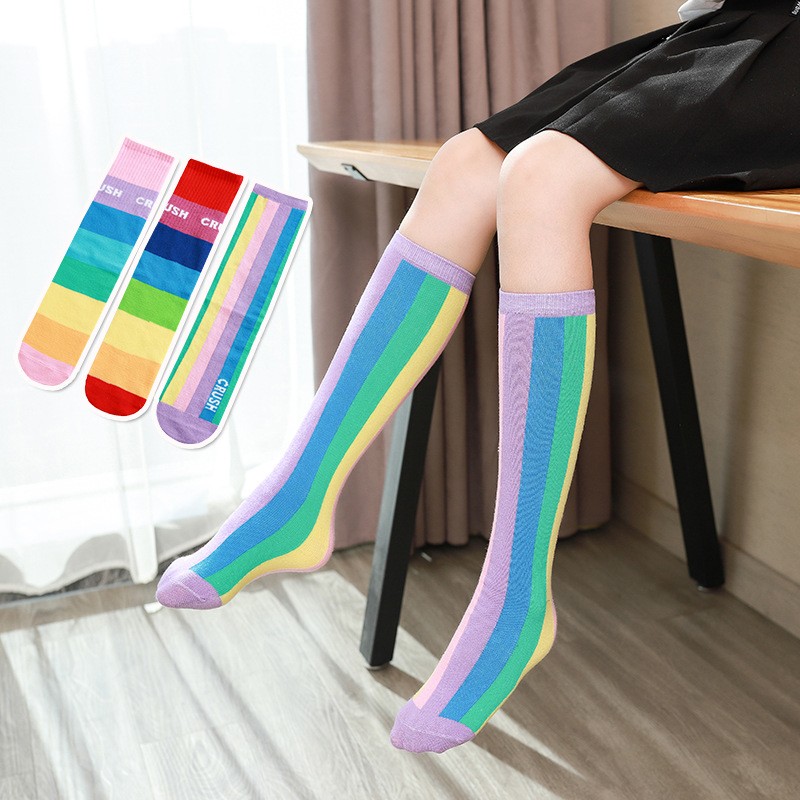 3 Pairs Kids Girls Boys Toddlers Girls Socks Knee High Long Soft Cotton Baby Socks Stripped Children School Stocking Clothes