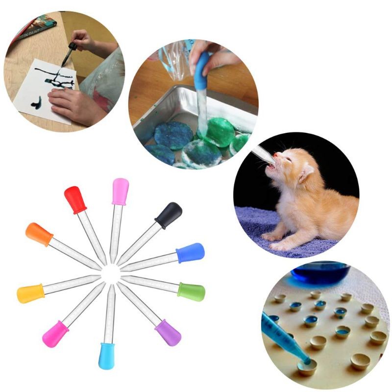 Silicone & Plastic Pipettes, 10 Pieces, Dropper, Liquid Droppers for Sweets, Kids, Kitchen, Chewing Gum & Cr Mold