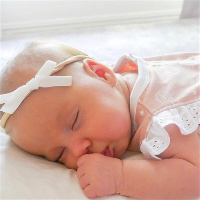 32pcs mini velvet ribbon bow nylon headband newborn baby boy velvet bow hair bands accessories