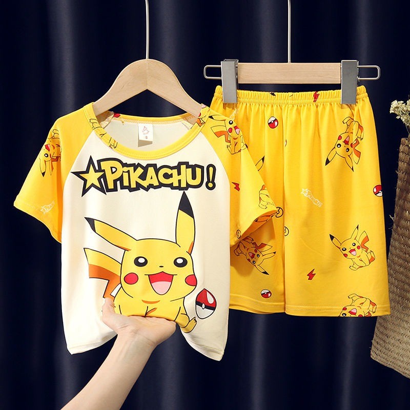 2022 Summer New Pokemon Children's Pajamas Set Cartoon Cozy Boys Girls Kawaii Pikachu Kids Clothes Gift Homewear Wholesale