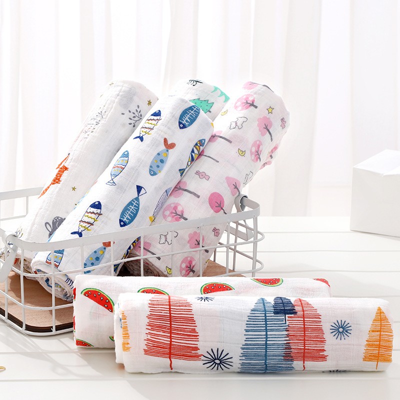 120cm*110cm 2 Layer Muslin Blanket Muslin Bamboo Baby Swaddle Blankets Newborn Baby Muslin Battaniye