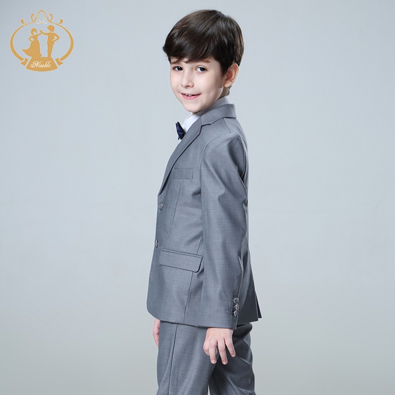 Nimble spring autumn formal boys suits for weddings children host costume clothing wholesale 3pcs/set blazer jacket pants