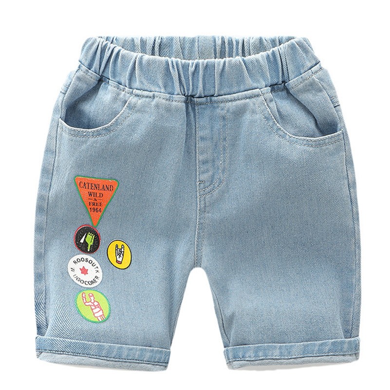 Baby Boys Summer Denim Letter Shorts Children Casual Fashion Jeans Shorts Shorts For Kids 2-7Yrs