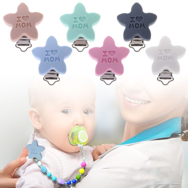 Baby Pacifier Clip Soother Teether Star Shape Silicone Safe Holder Saliva Towel Support Anti Fall Clips Cute Newborn Infant Feeding