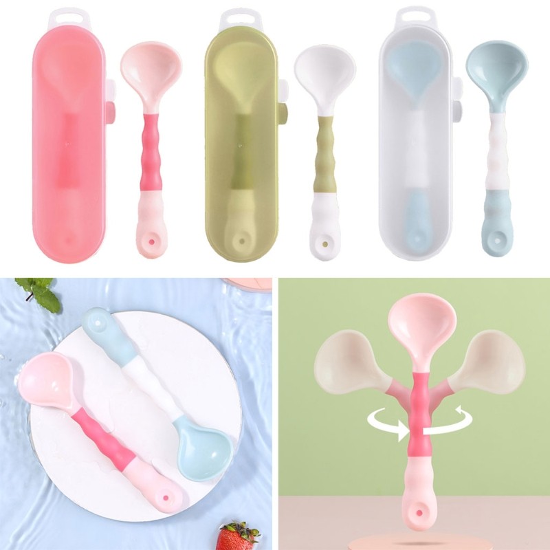 B2EB Baby Bendable Spoon Silicone Toddlers Feeding Training Spoon Tableware BPA Free Self Feeding Learning Spoon for Babies