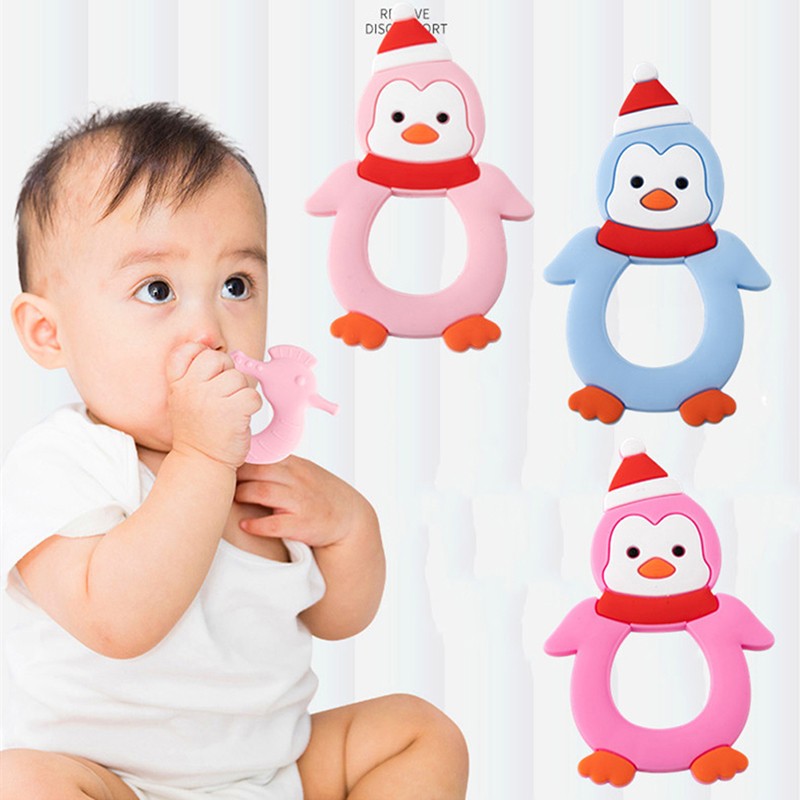 Baby Silicone Teether Christmas Tree Sika Deer Baby Fidget Toys Snowflake Pacifier Chain Food Grade Silicone Baby Accessories