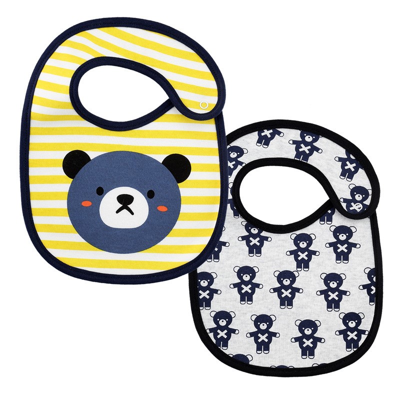 2pcs/lot infant new cartoon animal pure cotton absorbent comfortable baby bib boys and girls soft three-layer saliva towel