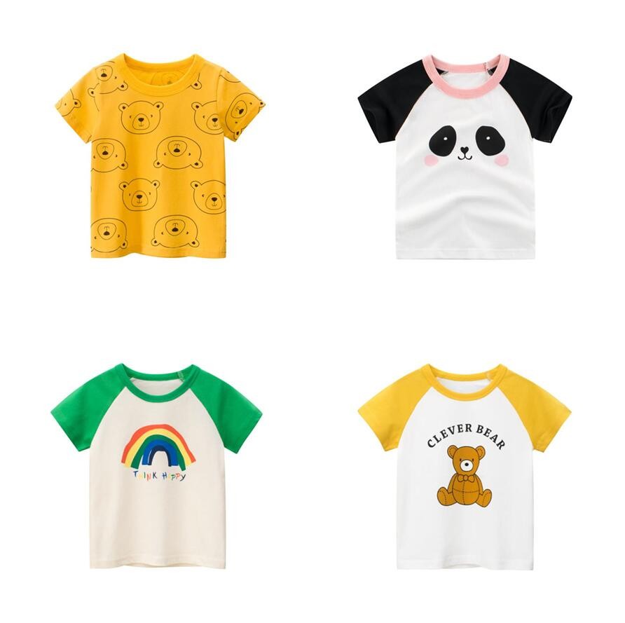 summer new shirt for boys girls boys cotton t-shirts tee baby short sleeve tshirt cartoon animal tops funny print children clothes