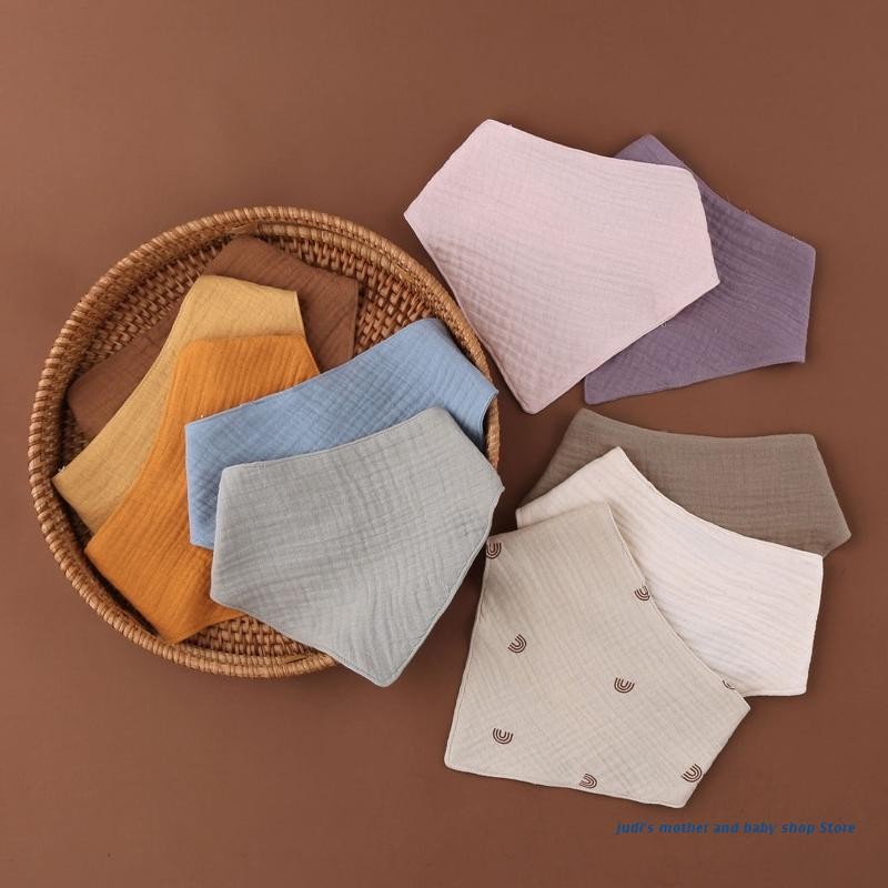 67JC 3pcs Soft Cotton Triangle Scarf Solid Color Snap Button Bib Feeding Baby Saliva Saliva Towel Bandana Burp Cloth Baby Stuff