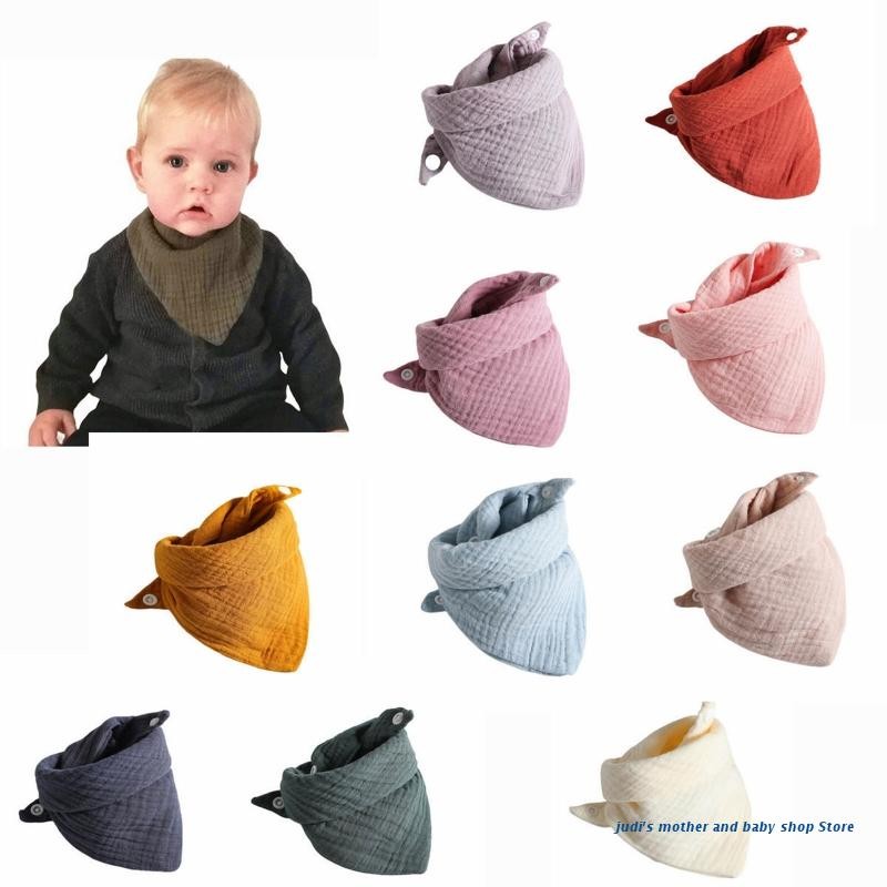 67JC 3pcs Baby Feeding Saliva Bib Saliva Towel Triangle Scarves Bandana Soft Cotton Bib Adjustable Snap Button Burp Cloths