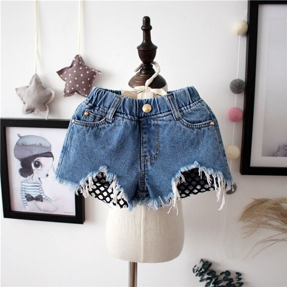 Dropshipping 2-7Y 2022 Baby Girl Summer Ripped Jeans Kids Denim Shorts For Kids Short Trousers