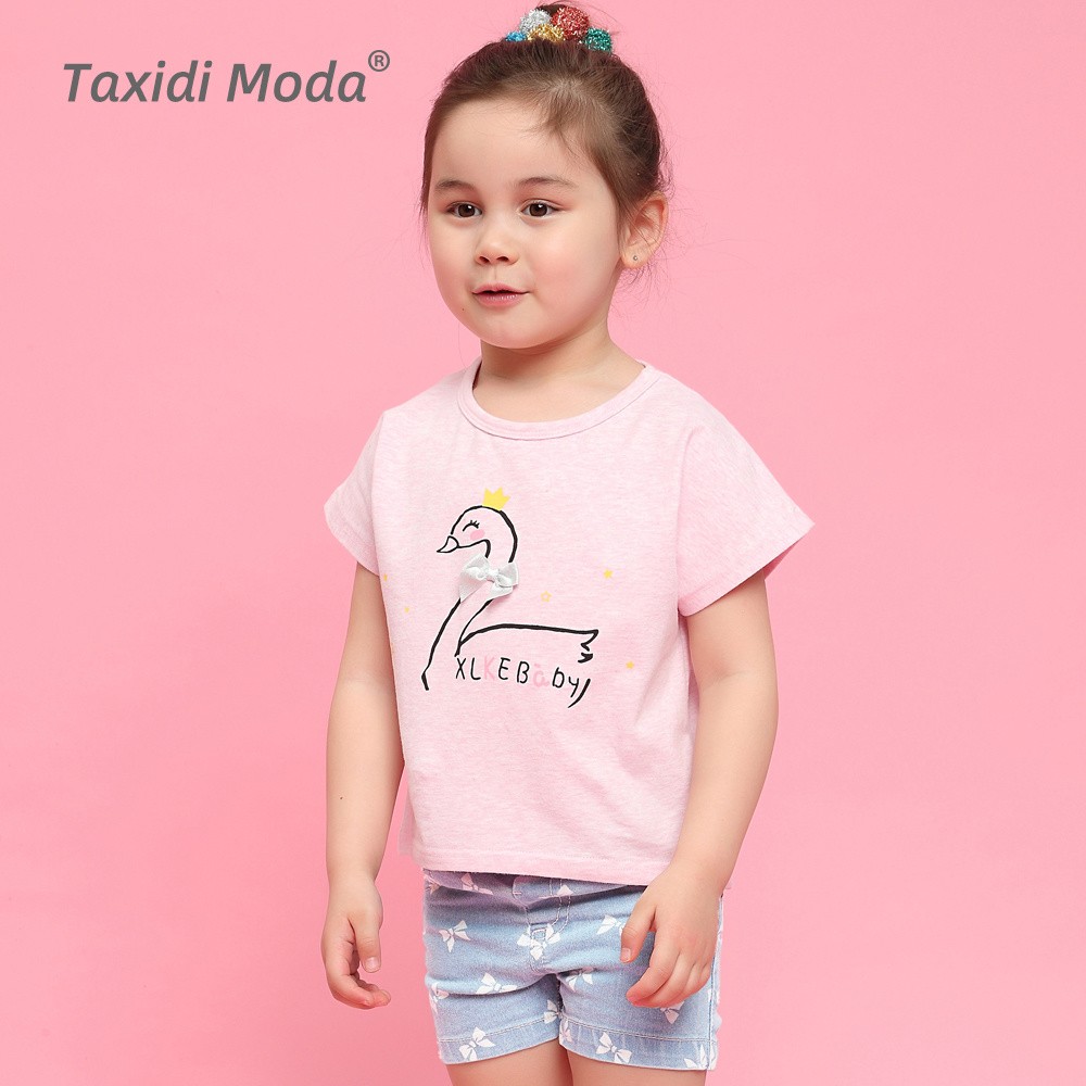 Cotton Print T-shirt Toddlers For Little Girl Drawing Kawaii Tshirt Kids Clothes Designer Summer Short Sleeve T-shirt