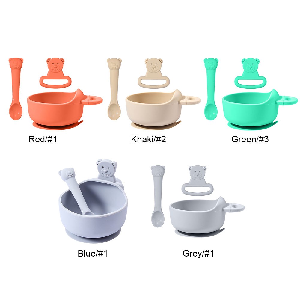 3pcs/set Silicone Baby Feeding Bowl Tableware Kids Waterproof Suction Bowl With Spoon Children Dishes Kitchen Baby Stuff