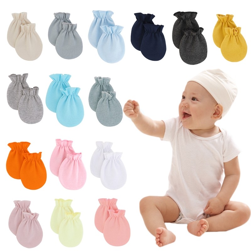 4 Pairs Baby Soft Cotton Gloves Anti-scratch Gloves Face Protection Gloves for Newborn Infants