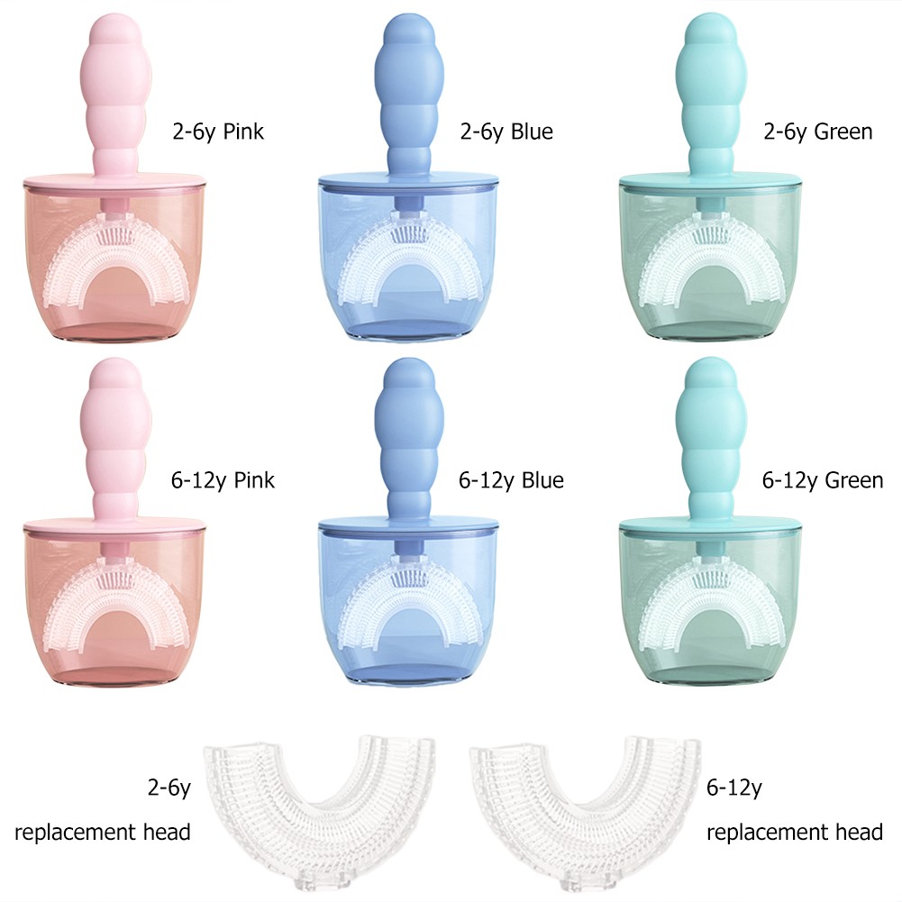 Baby Toothbrush 360 Degree U Shaped Soft Silicone Kids Toothbrush With Cover Toddlers Teeth Cleaning Oral Care For 2-12 Years