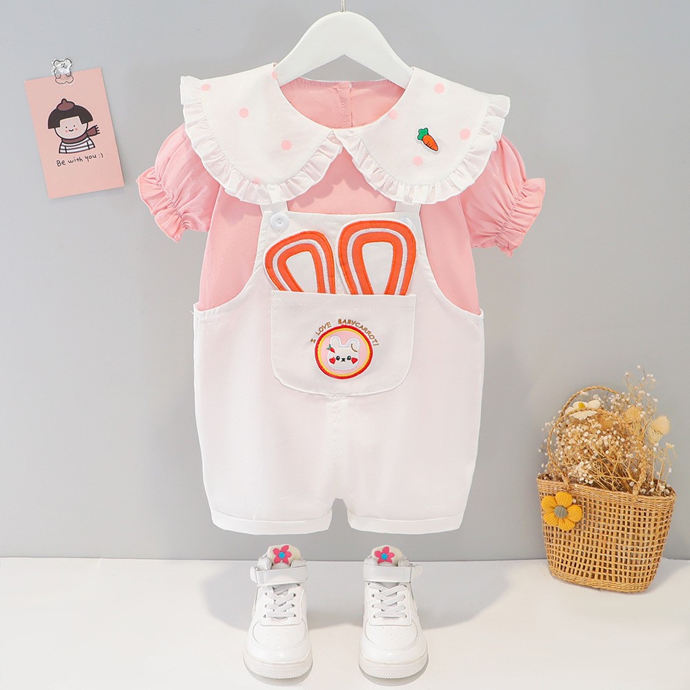 2022 Summer Fashion Cute Baby Girls Clothing Sets Baby Boy Casual Clothes T-shirt Rabbit Overalls Children Kids Clothes