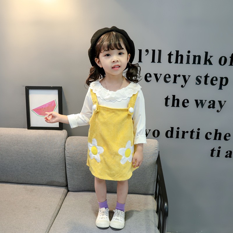 Baby Girls Clothes Sets Kids 2022 Fashion Infant Spring Autumn Sweet 2pcs Doll Outfits Collar Tops + Corduroy Skirt Baby Suits