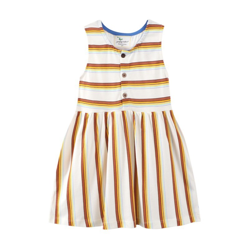 Girls dress children's clothing summer sleeveless open chest girl striped straight skirt