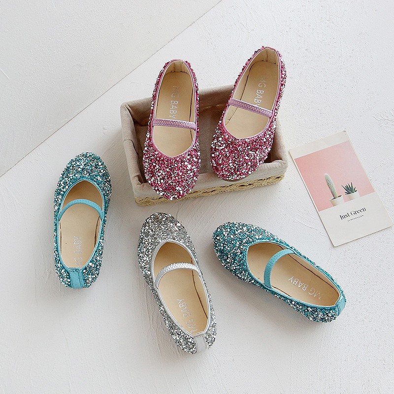 Fashion sequins leather girls princess shoes crystal dance children's shoes spring and autumn new soft sole baby boy kids shoes