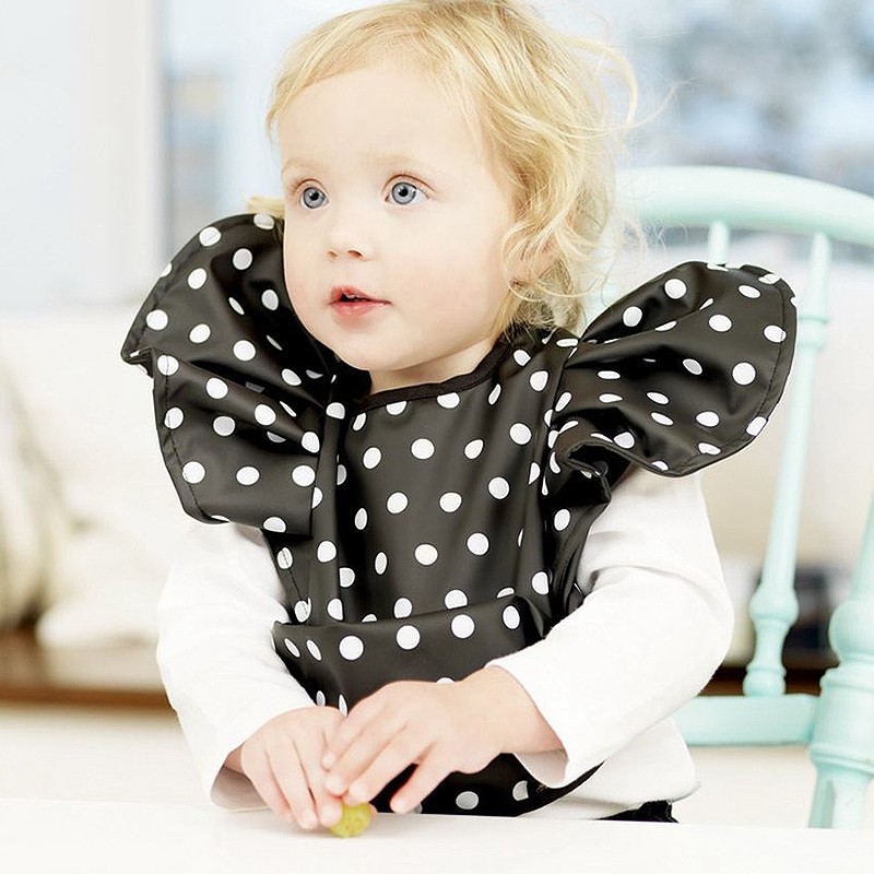 Baby Girls Cartoon Cute Polka Dot Baby Eating Apron Kids Sleeveless Wings Apron Princess Feeding Smock Apron