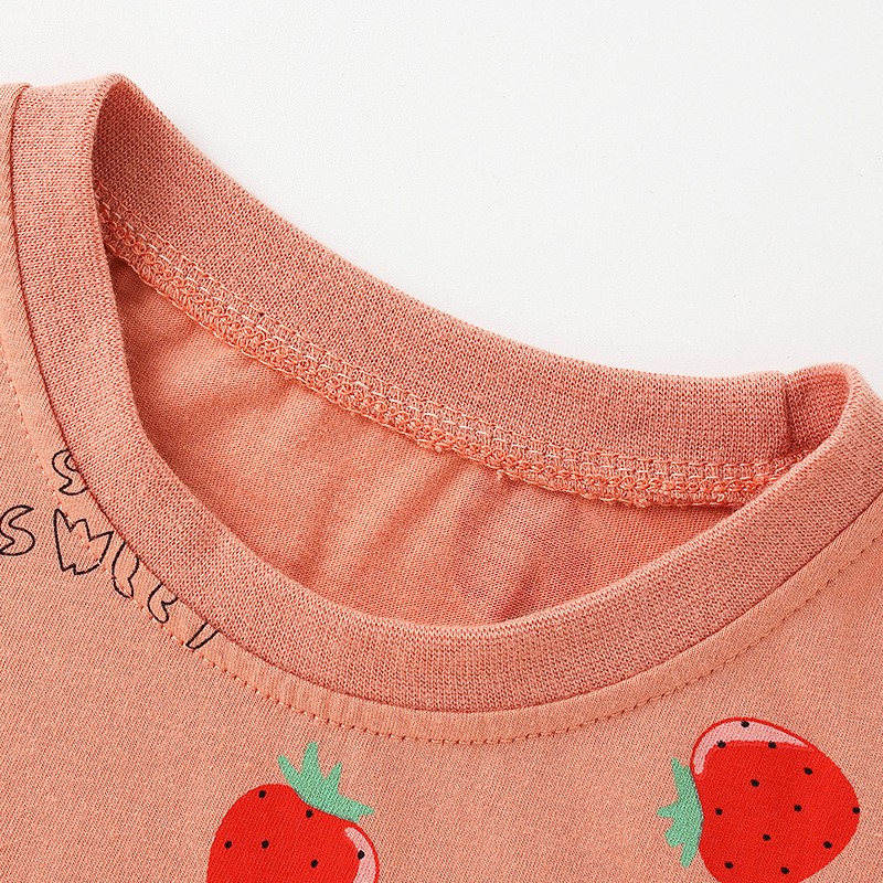 Summer Kids Girl Clothes Baby Strawberry Round Neck T-shirt Tops for Toddler Girls Baby Cloth Tee Outfits Casual Sports T Shirts