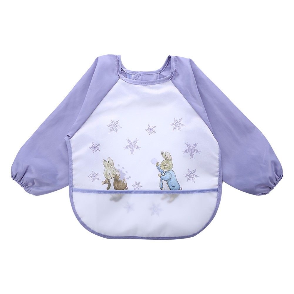 Long-sleeved waterproof baby bibs, cute animal, ergonomic curve design, burp board, smoky