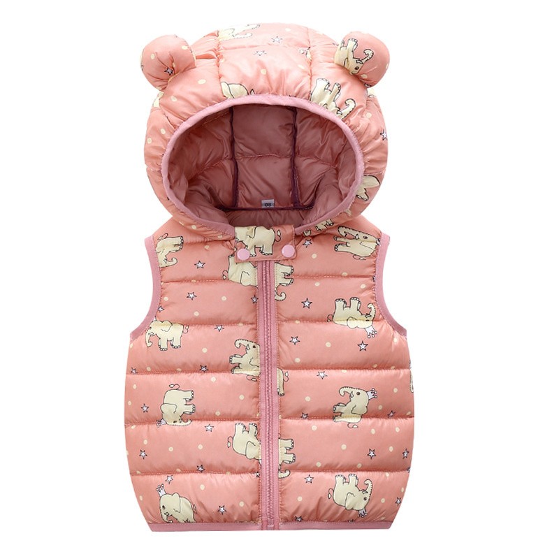 Children Outerwear Baby Girl Clothes Winter Boy Vest Autumn Clothes Infant Waistcoat Dinosaur Sleeveless Toddler Hooded Cotton Coat