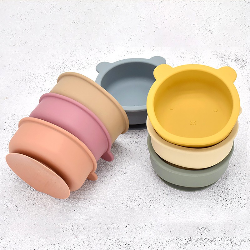 Waterproof Non-slip Silicone Tableware Baby Kitchen Bowl BPA Free Baby Silicone Bowl Feeding Lovely Lion Shaped Tableware