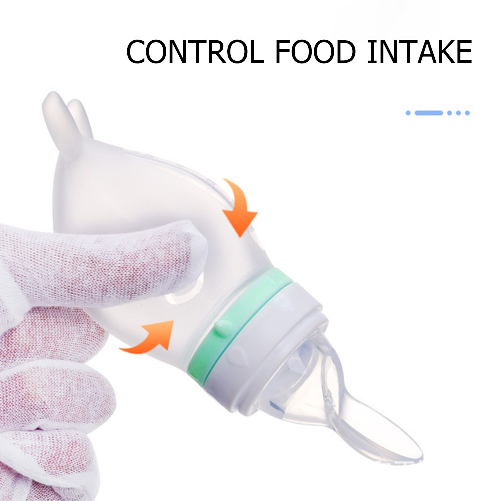 Squeeze Feeding Bottle Silicone Newborn Baby Training Rice Spoon Infant Cereal Food Supplement Feeder Safe Tableware