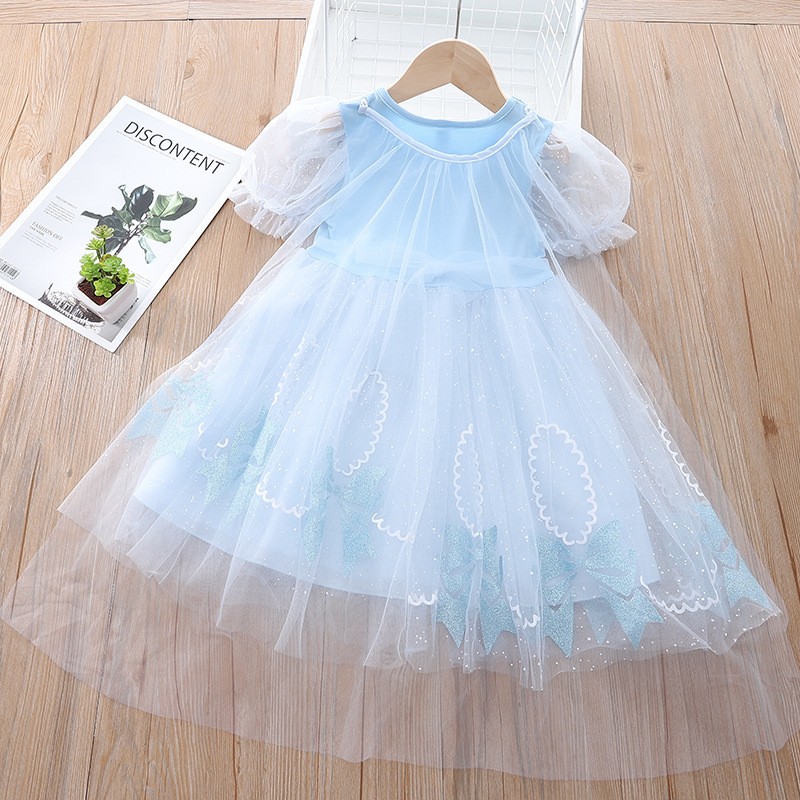 Baby Frozen Elsa Summer Dresses Girls Korean Outfits For Party Newborn Baby Lace Mesh Outfit Toddler Birthday Outfits