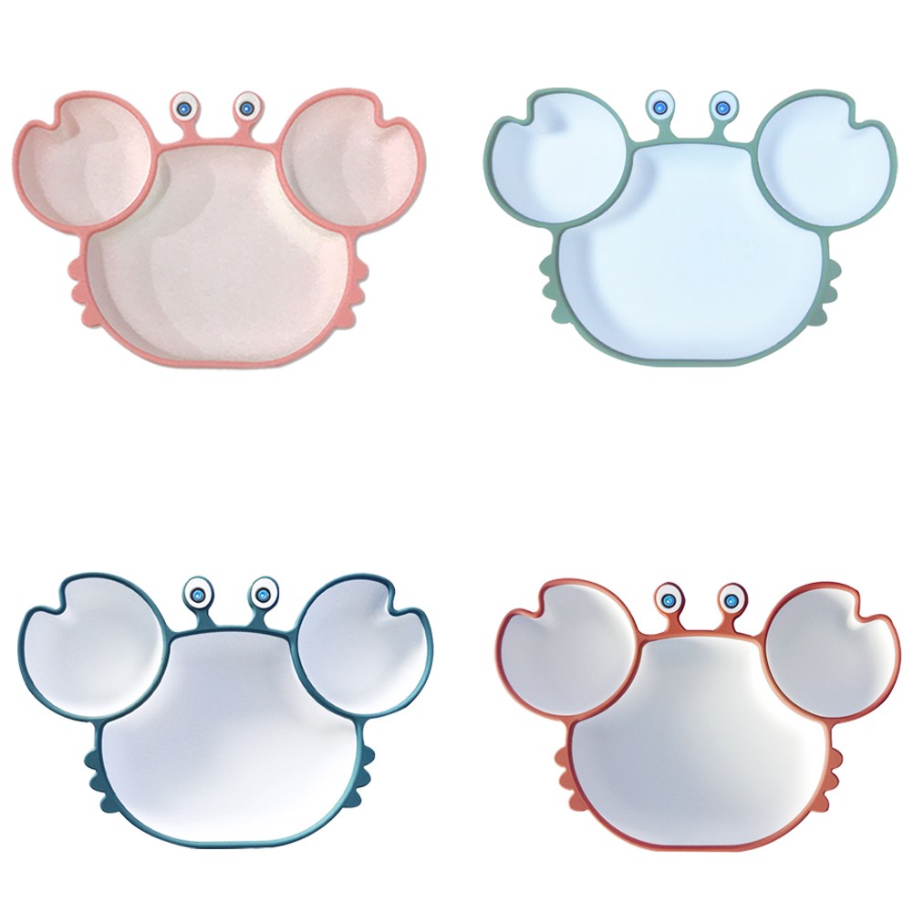 Baby Dishes Silicone Suction Plate Cute Crab Children Feeding Plate Non-slip Baby Food Bowl Feeding For Kids