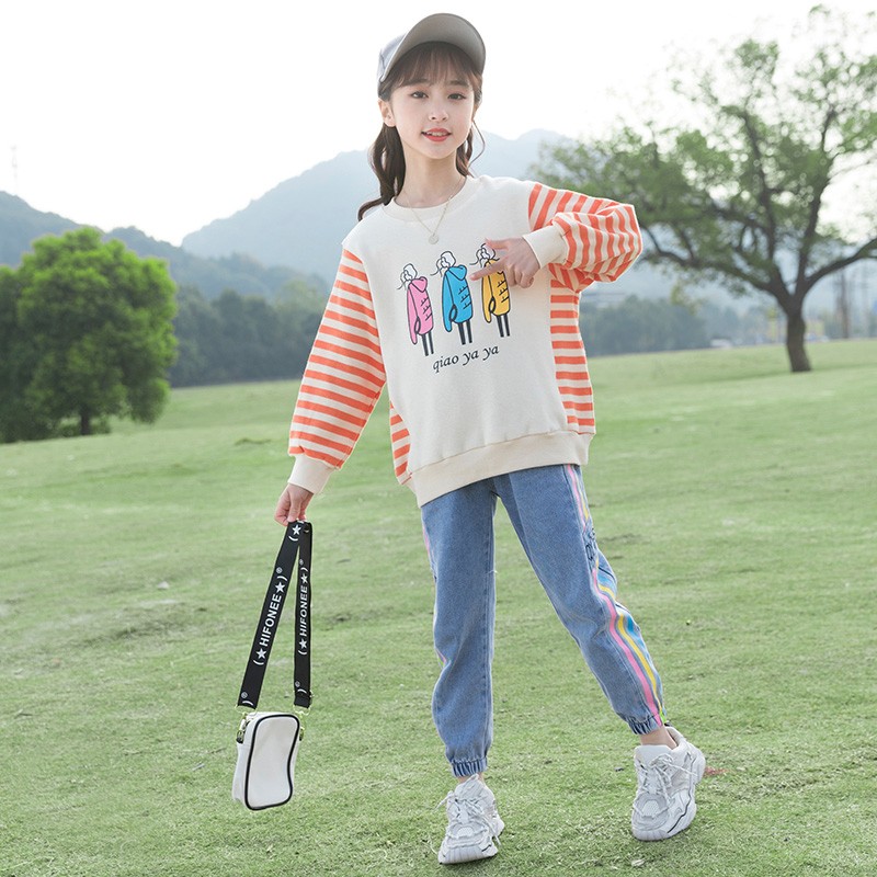 WKPK 4-18Year Girl Clothes New Spring Autumn Outdoor Casual Fashion Children Sportswear Cotton Comfortable Soft Kids Clothes