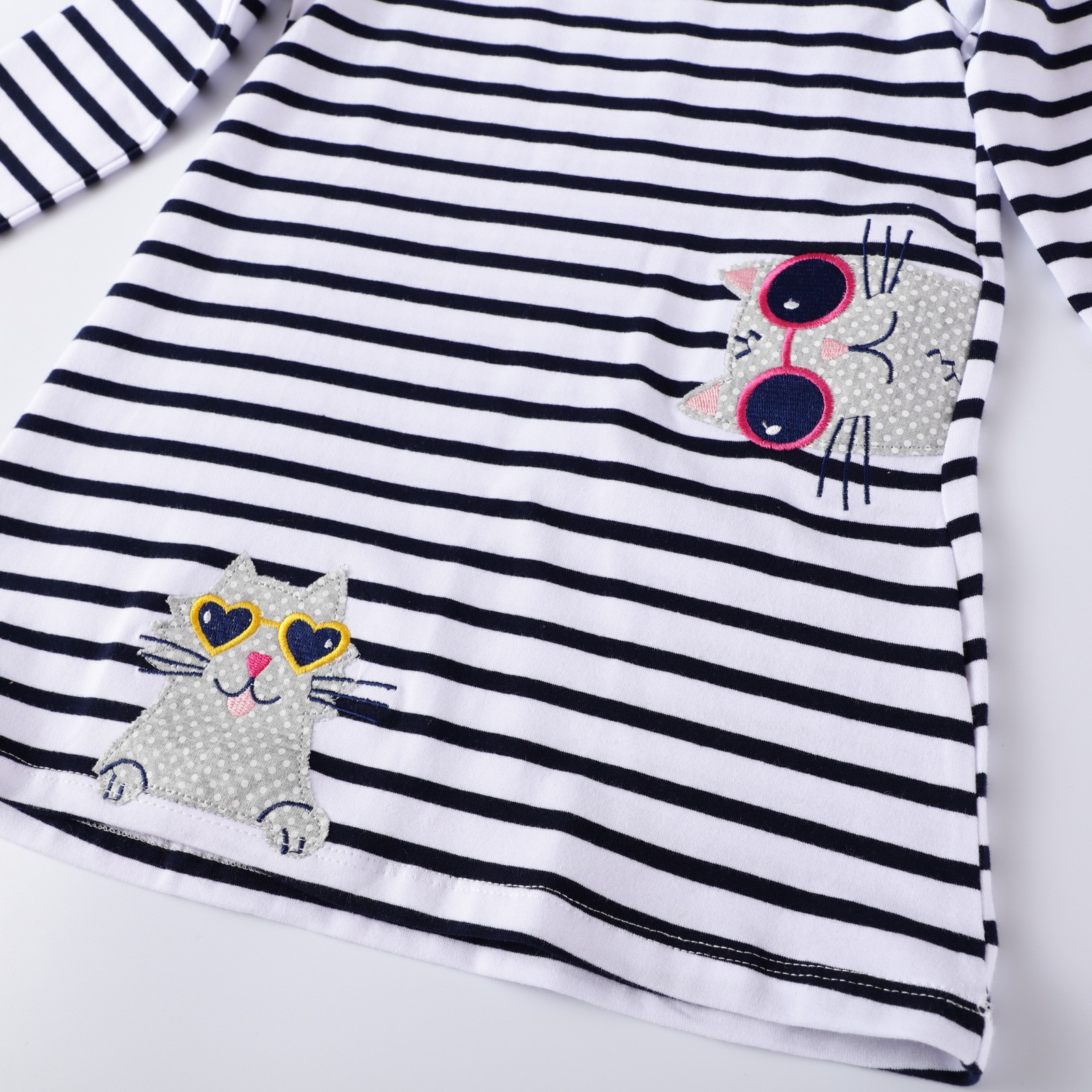 Little maven baby girls long sleeve shirt lovely cat lined cotton children's soft and comfortable casual clothes for kids 2-7 years